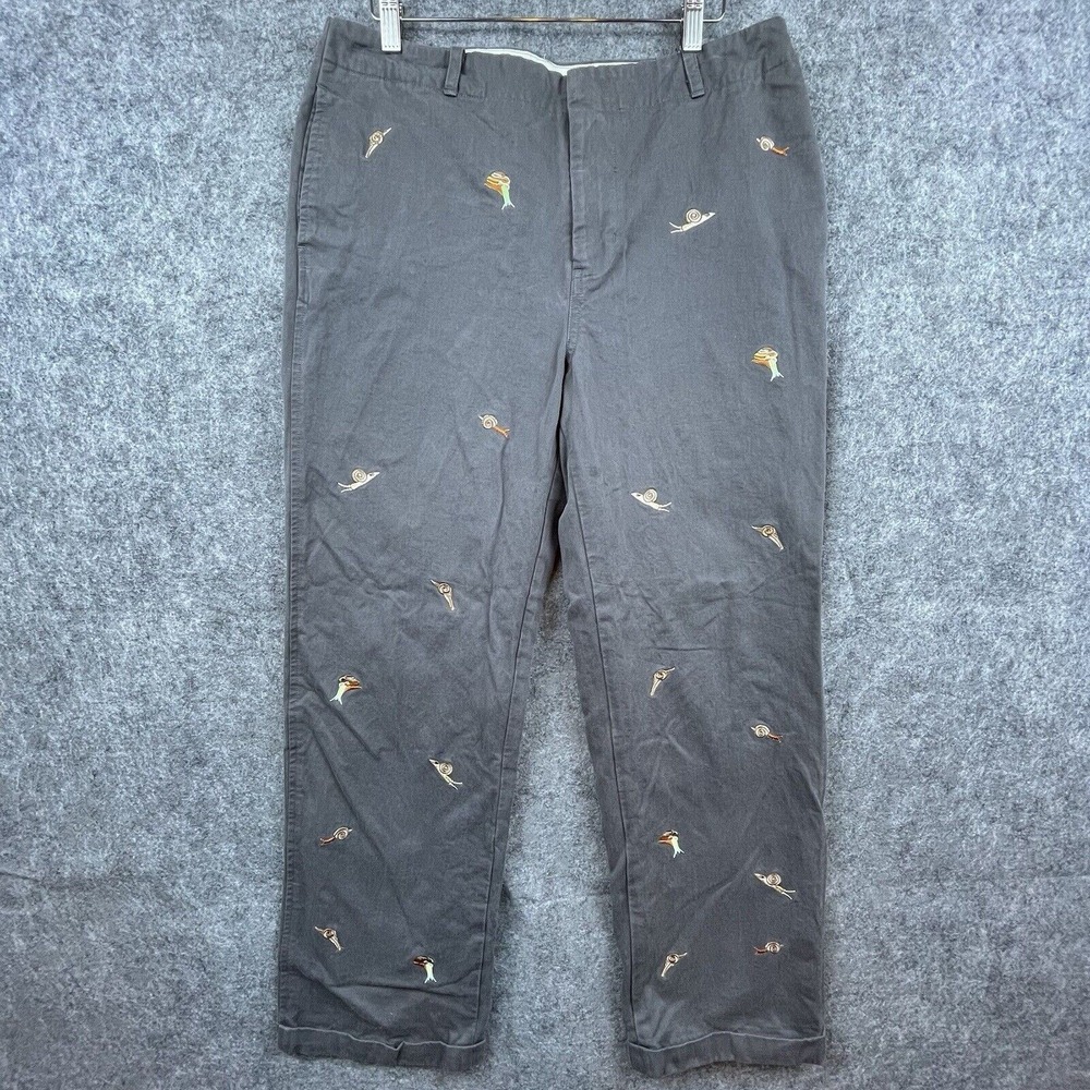 Wyllis Pants Womens Extra Large Grey Embriodered‎ Snails Straight Leg Boho